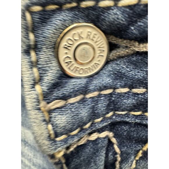 ROCK REVIVAL Women's Lang Mid-Rise Boot Jeans Size 26 Inseam 28" Distressed - Picture 5 of 12